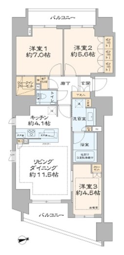 3LDKWIC-75.61㎡(間取)