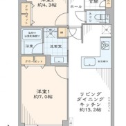 2LDK(LDK13.2、7.0畳、4.3畳)(間取)